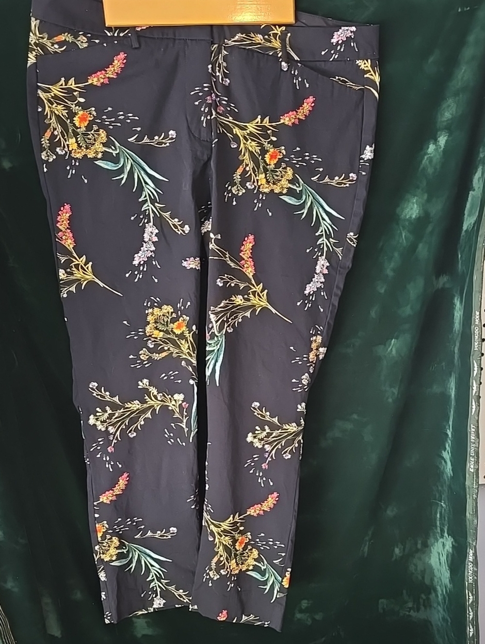 Floral Print Navy Slim Ankle Pants - Women